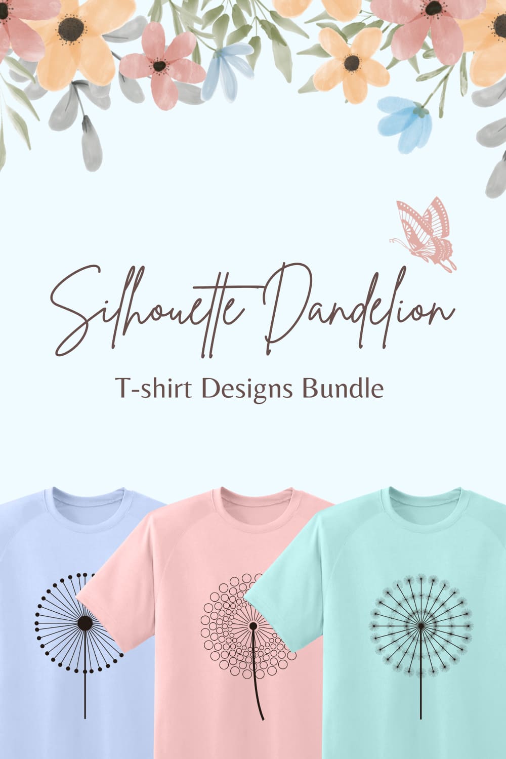 Silhouette Dandelion T-shirt Designs Bundle - Pinterest.