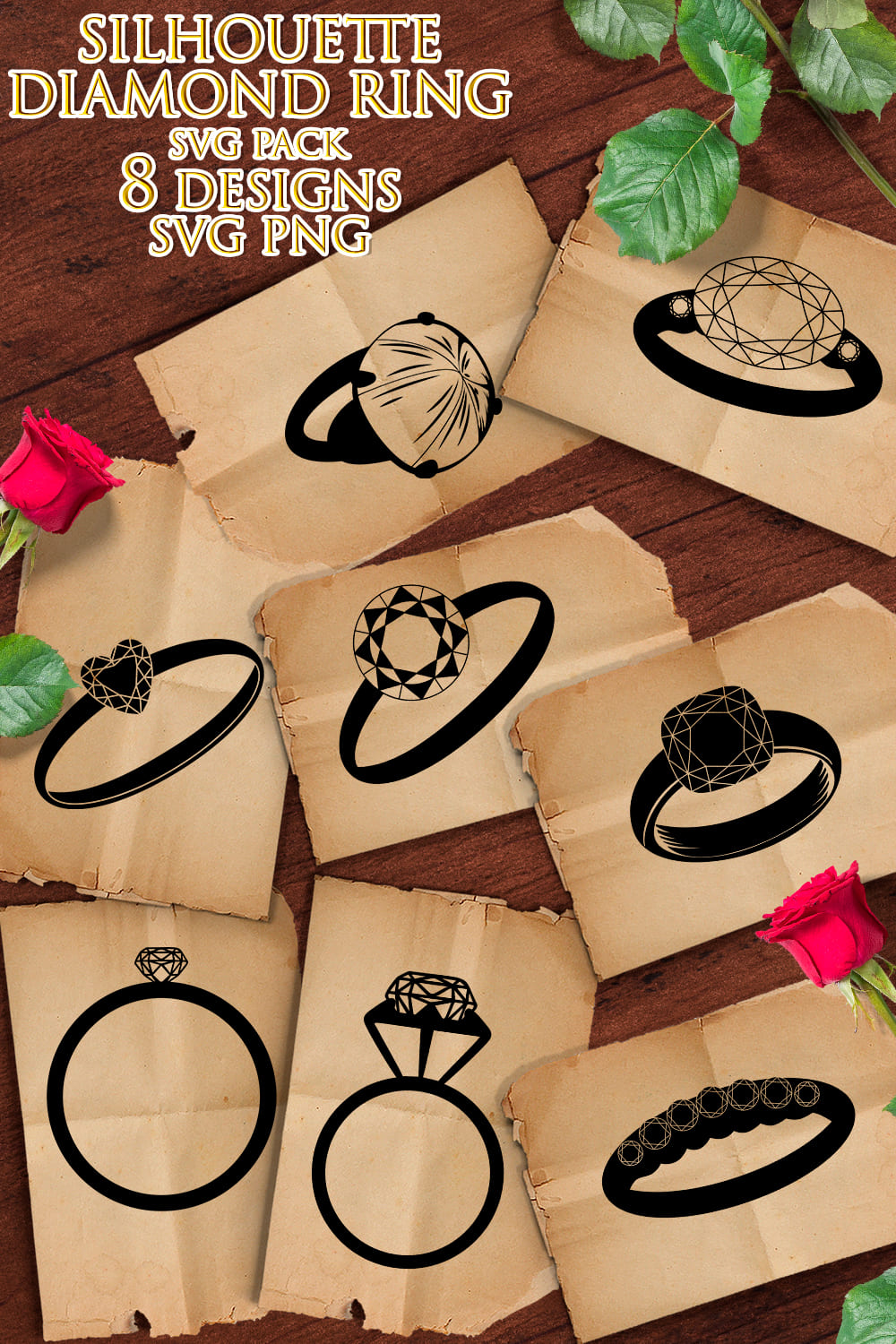 Silhouette Diamond Ring SVG - pinterest image preview.