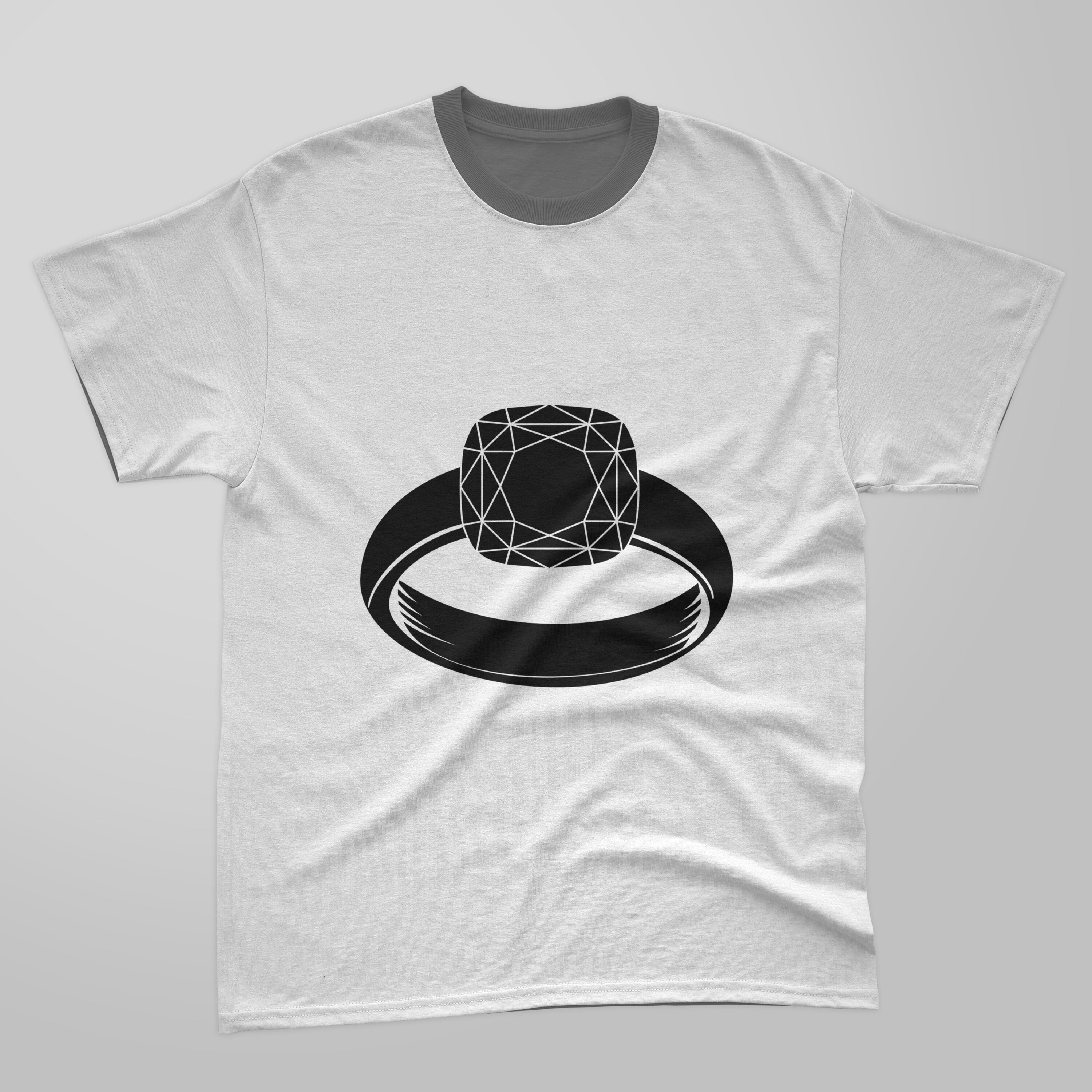 T-shirt image with enchanting print of the silhouette of the diamond ring.