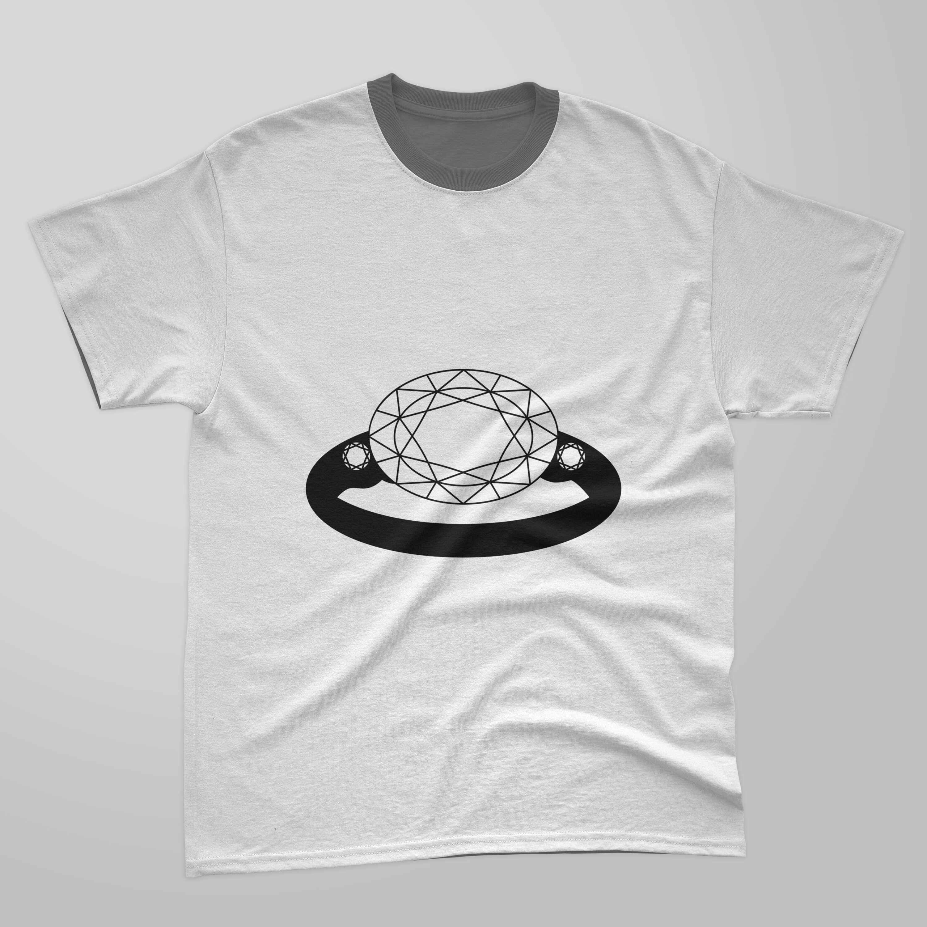 Image of t-shirt with lovely print of diamond ring silhouette.