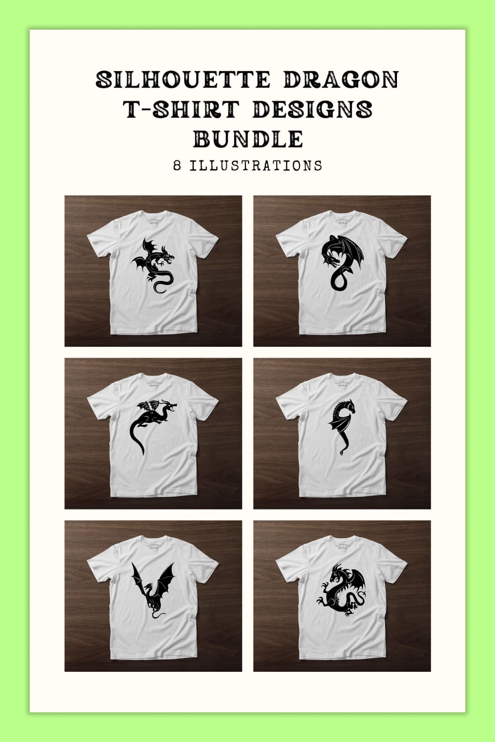 Silhouette Dragon T-shirt Designs Bundle - Pinterest.