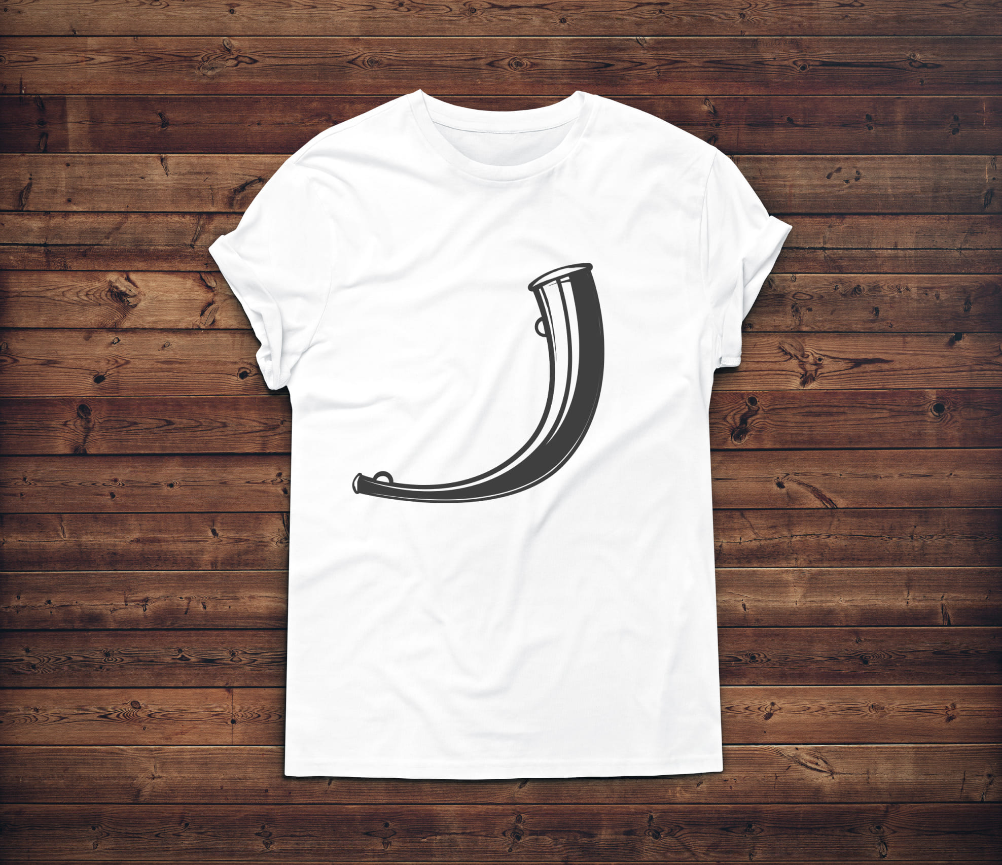 Image of white t-shirt with adorable horn silhouette print.