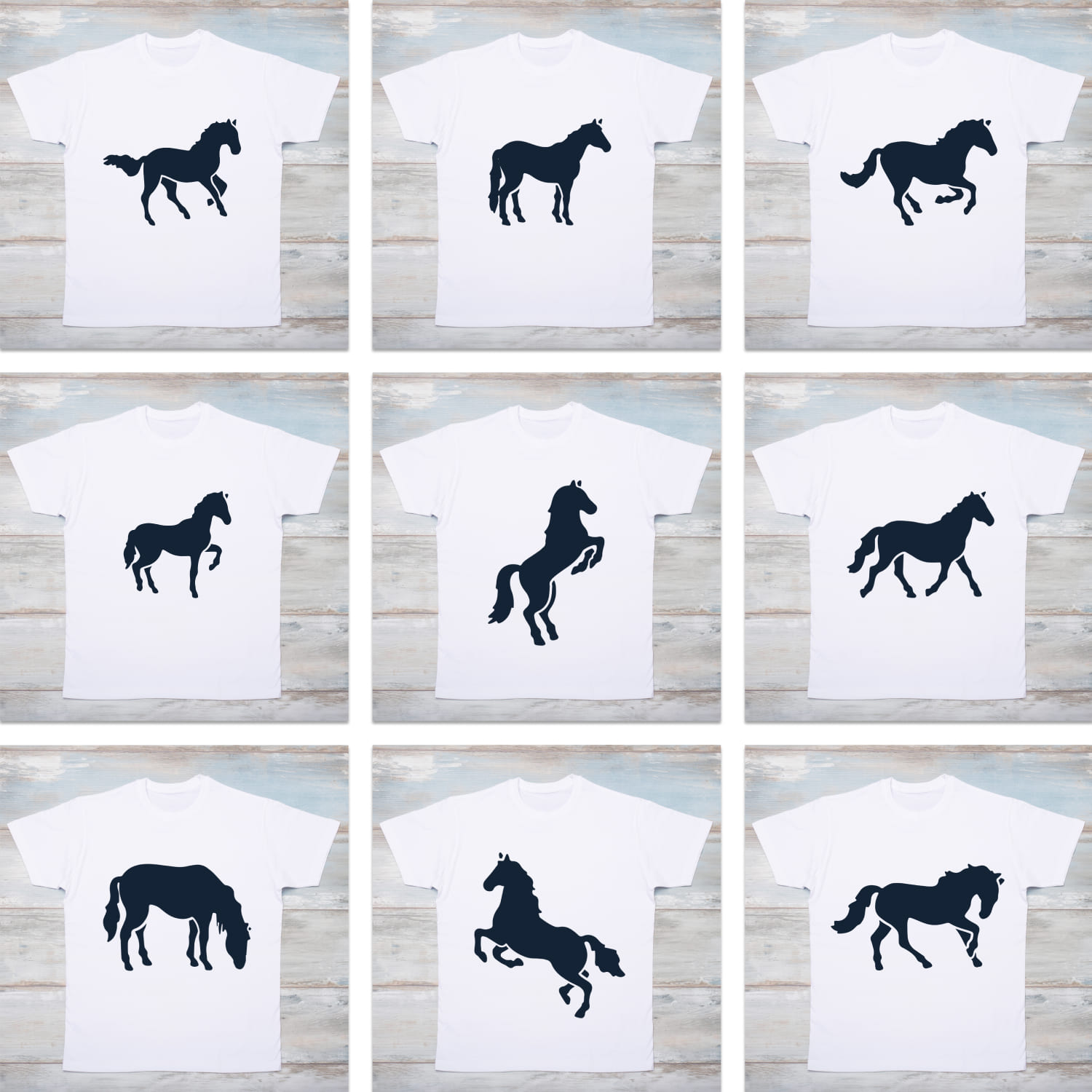 Silhouette Horse Svg T-shirt Designs Cover.