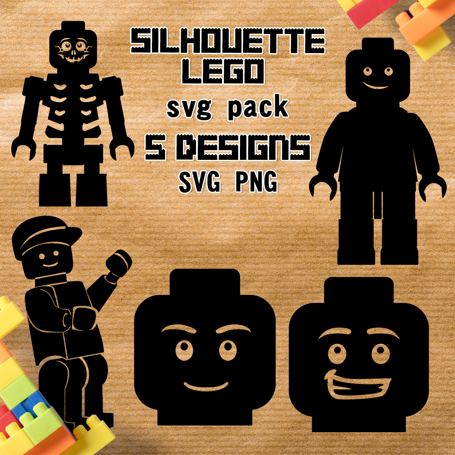 Silhouette Lego SVG T-shirt Designs Bundle - main image preview.