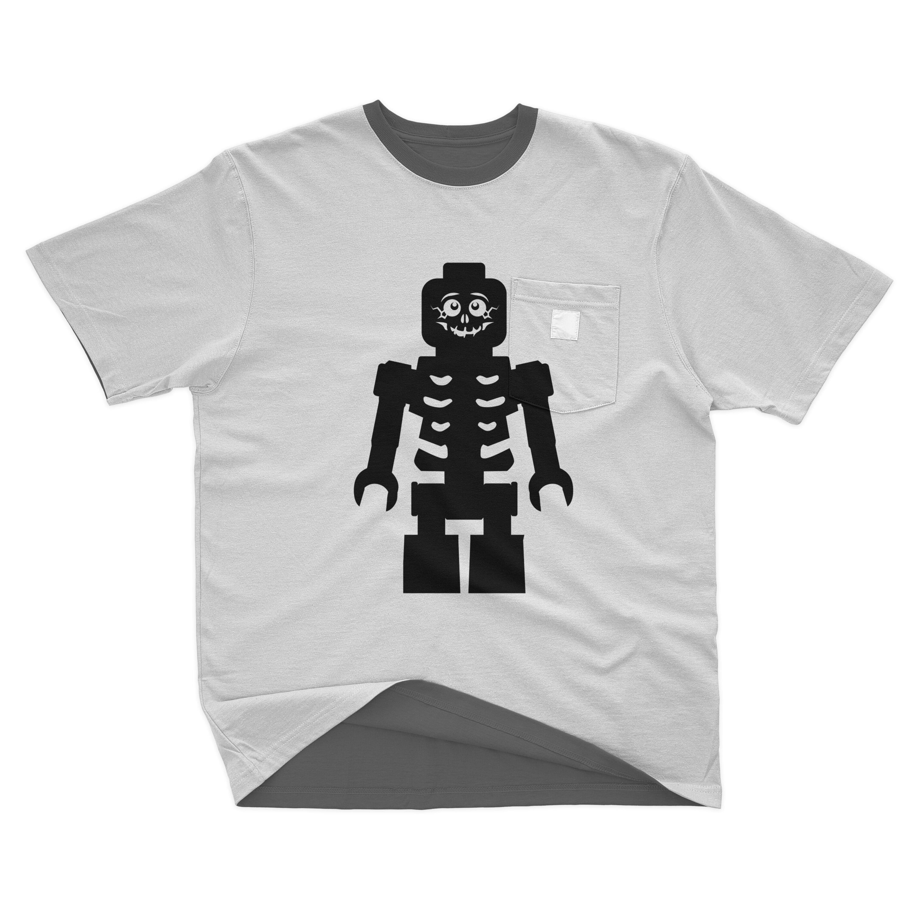 Silhouette lego printed on the t-shirt.