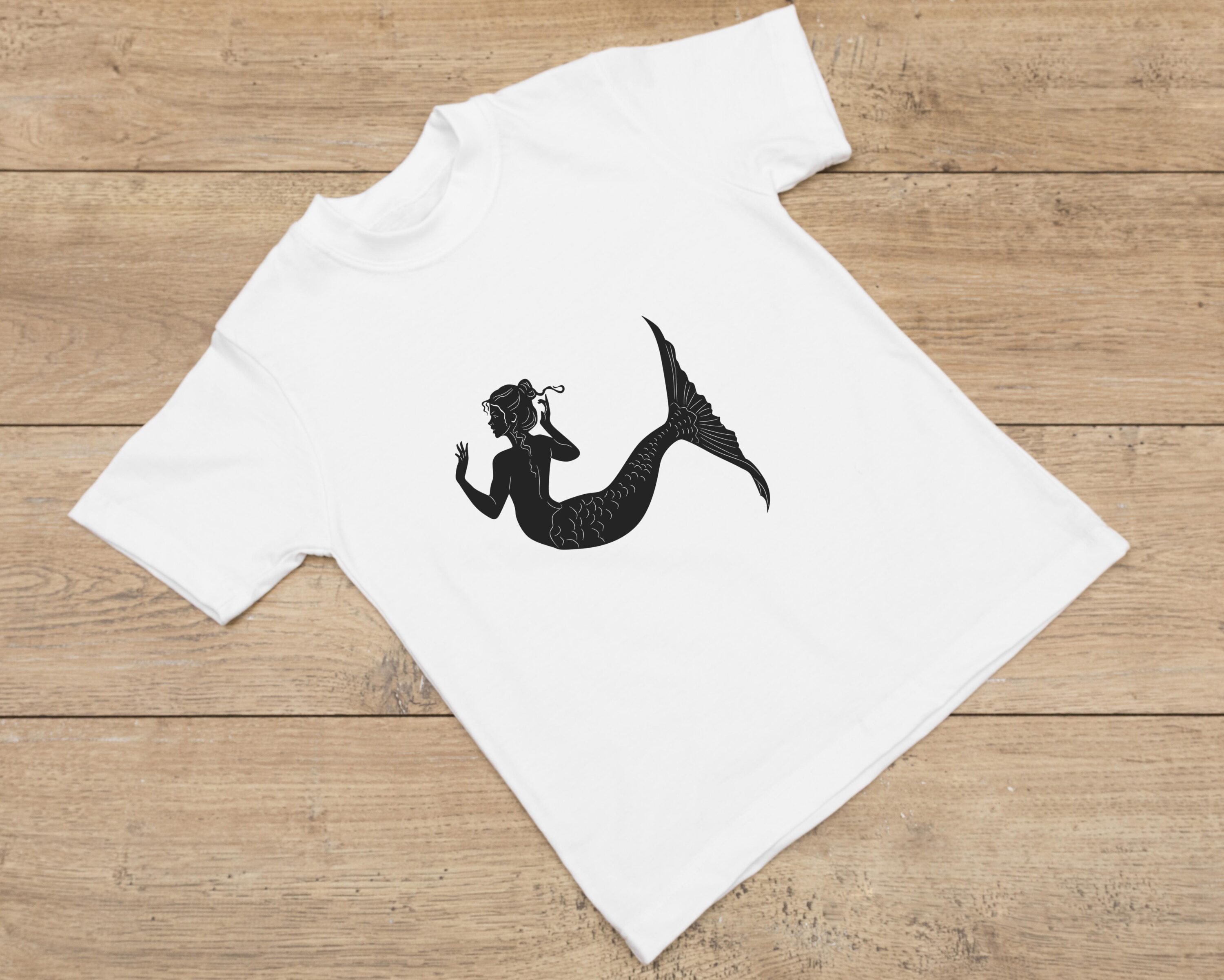 Narcissistic mermaid in a silhouette style.