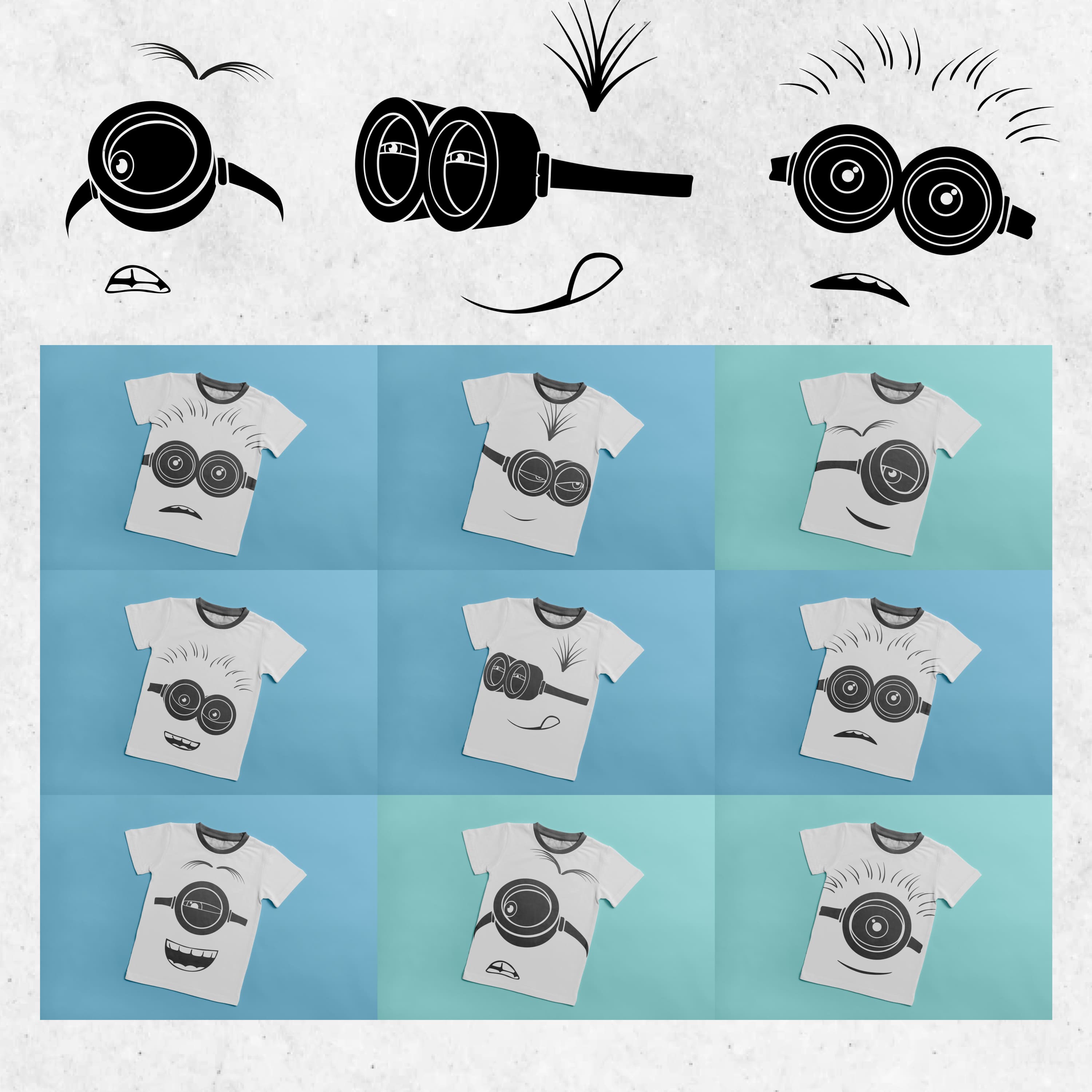 Silhouette Minion Face T-shirt Designs Cover.