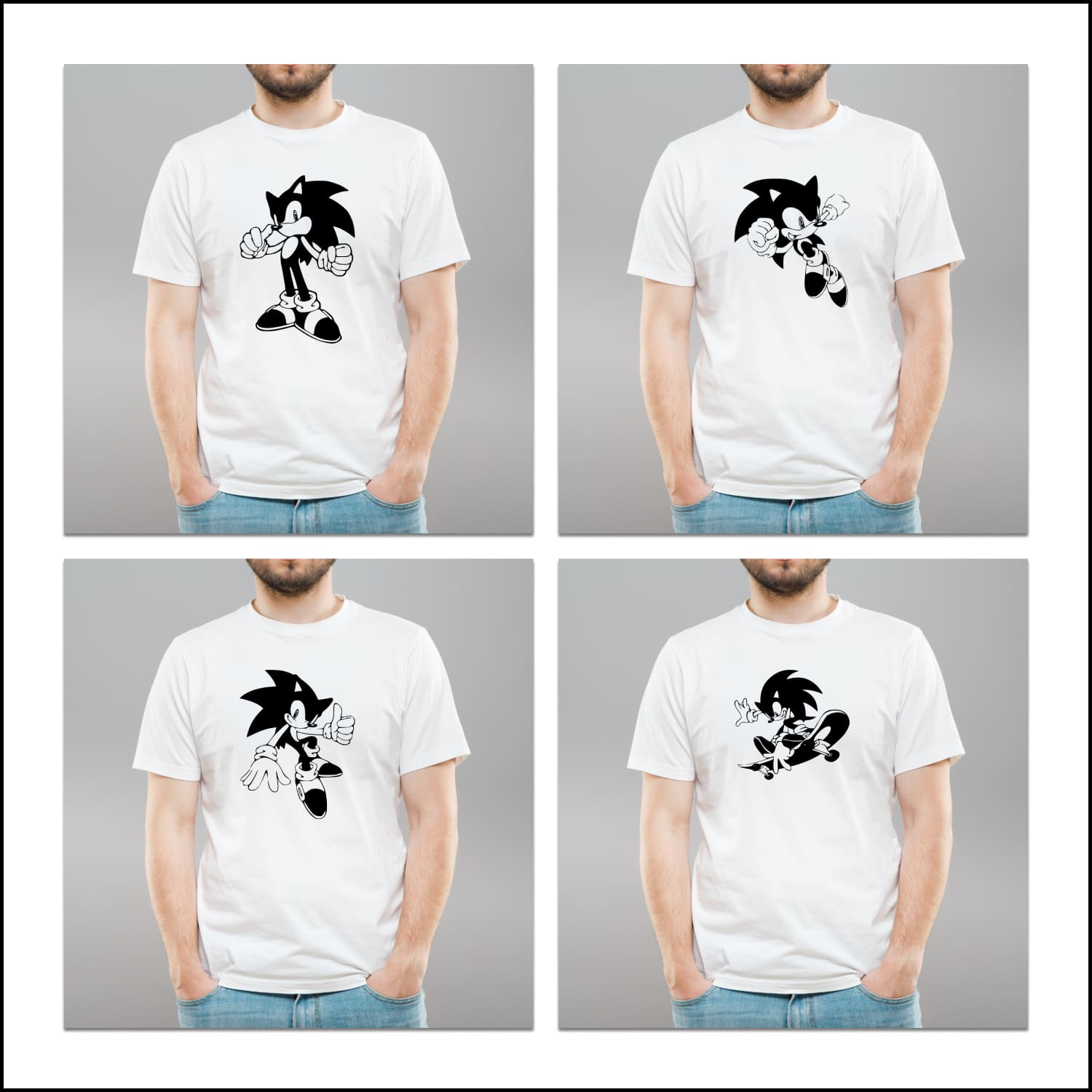 Silhouette Sonic SVG T-shirt Designs Bundle cover.