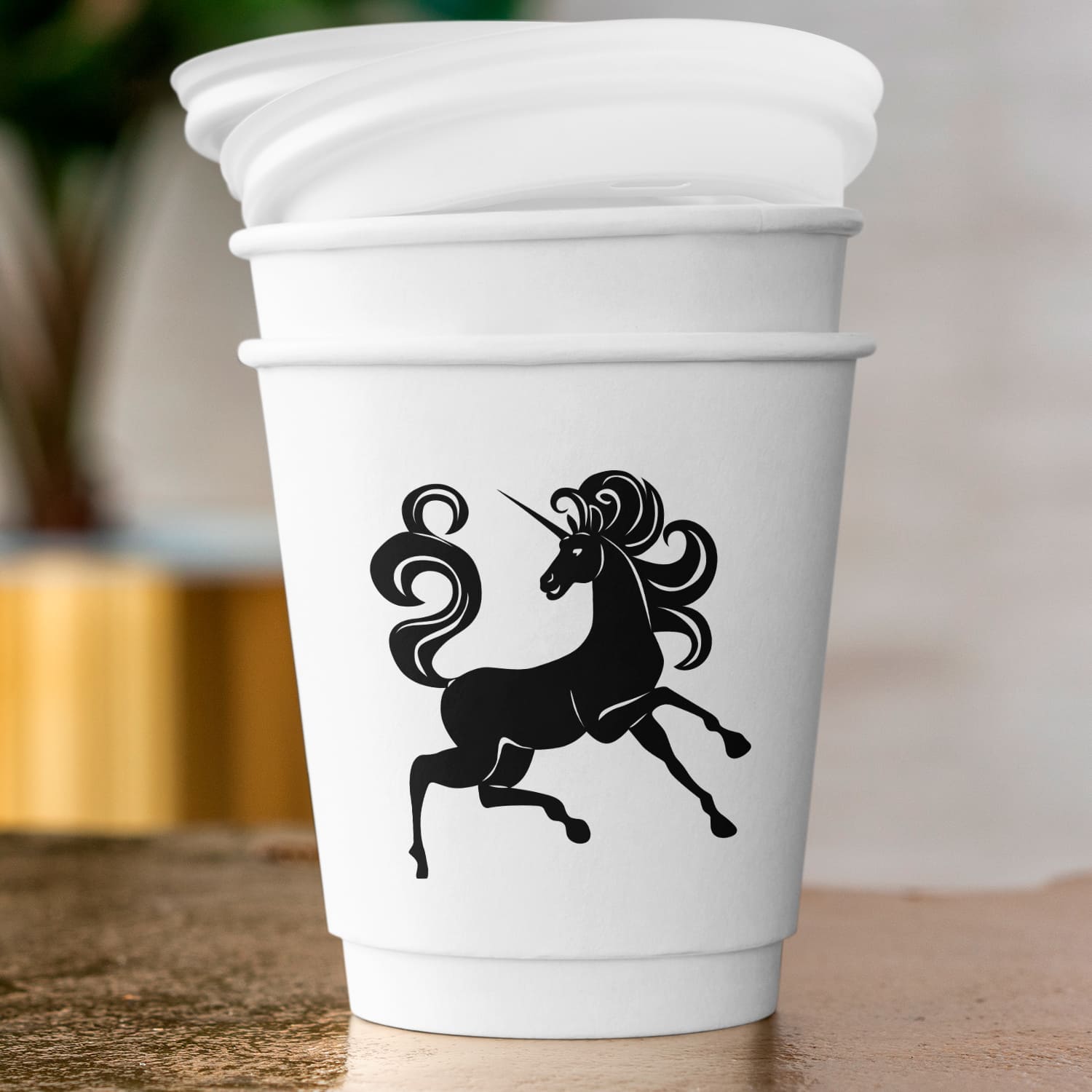 Silhouette Unicorn on the cup.