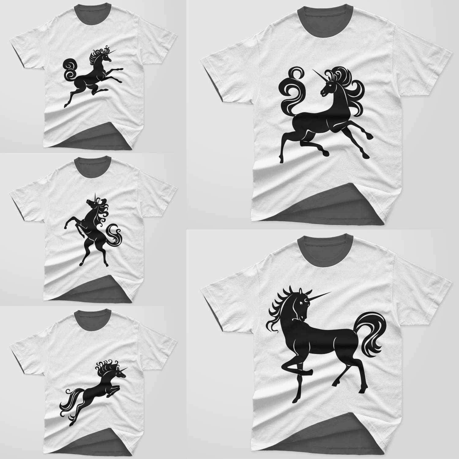 Silhouette Unicorn T-shirt Designs Bundle Cover.