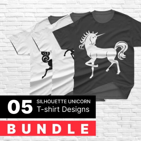 Silhouette Unicorn T-shirt Designs Bundle.