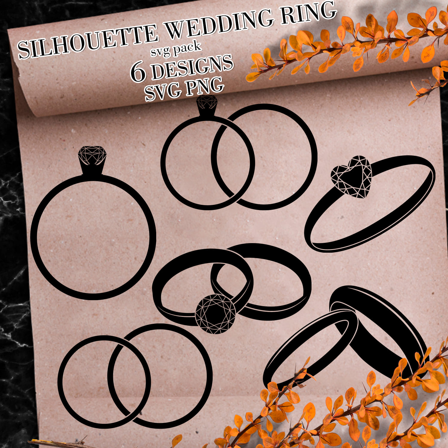 Silhouette Wedding Ring SVG - main image preview.