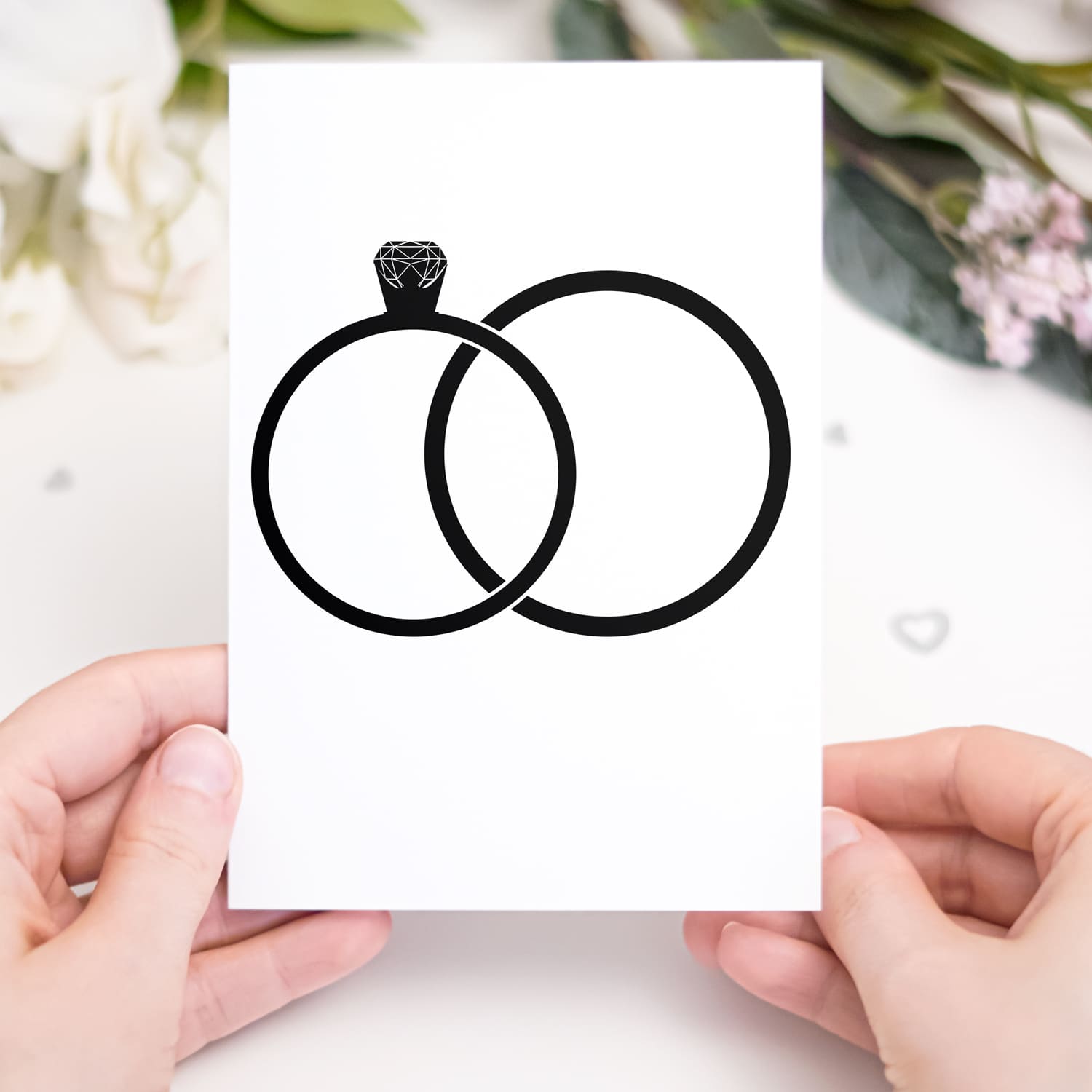 Silhouette Wedding Ring SVG drawn on the paper.