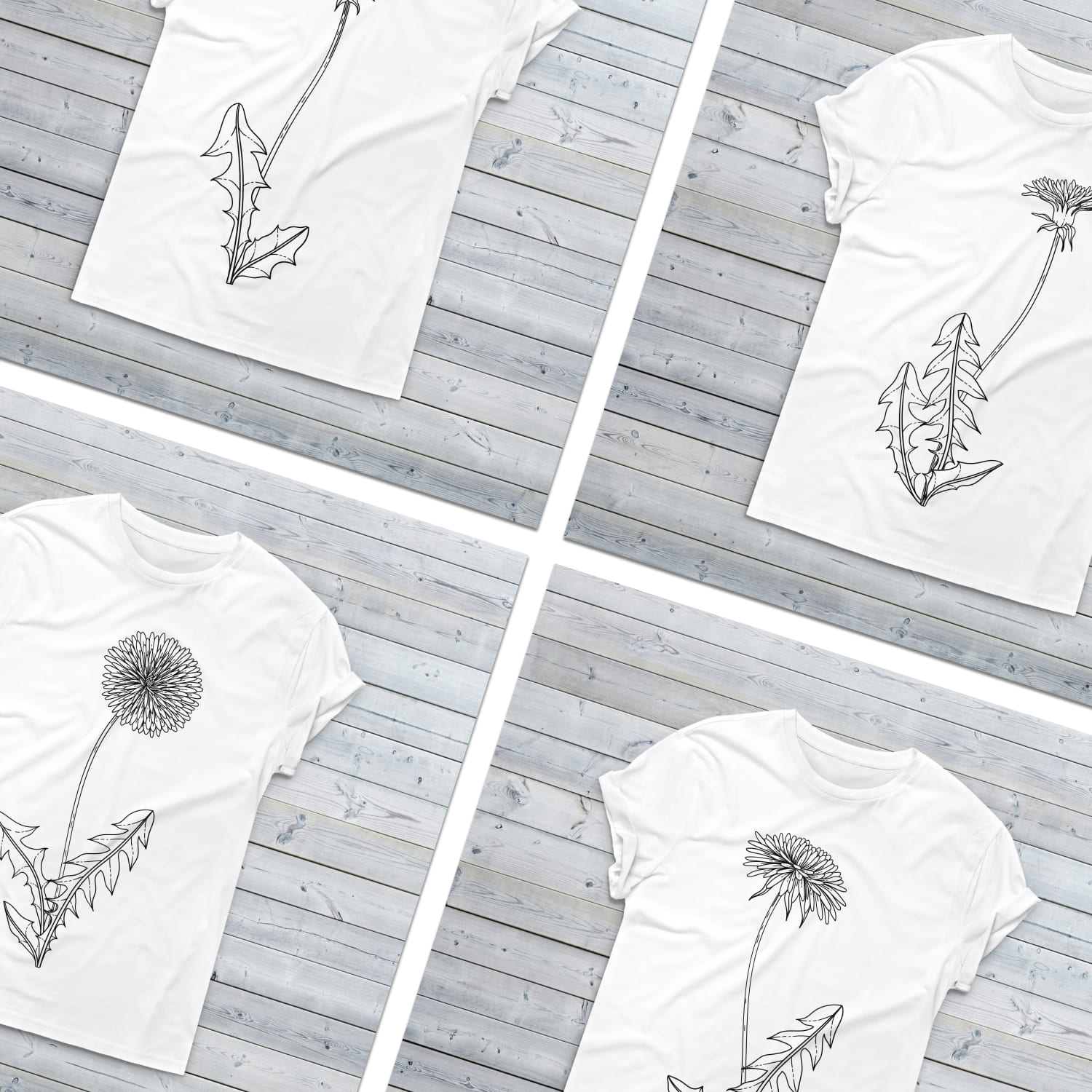 Simple Dandelion T-shirt Designs Bundle Cover.