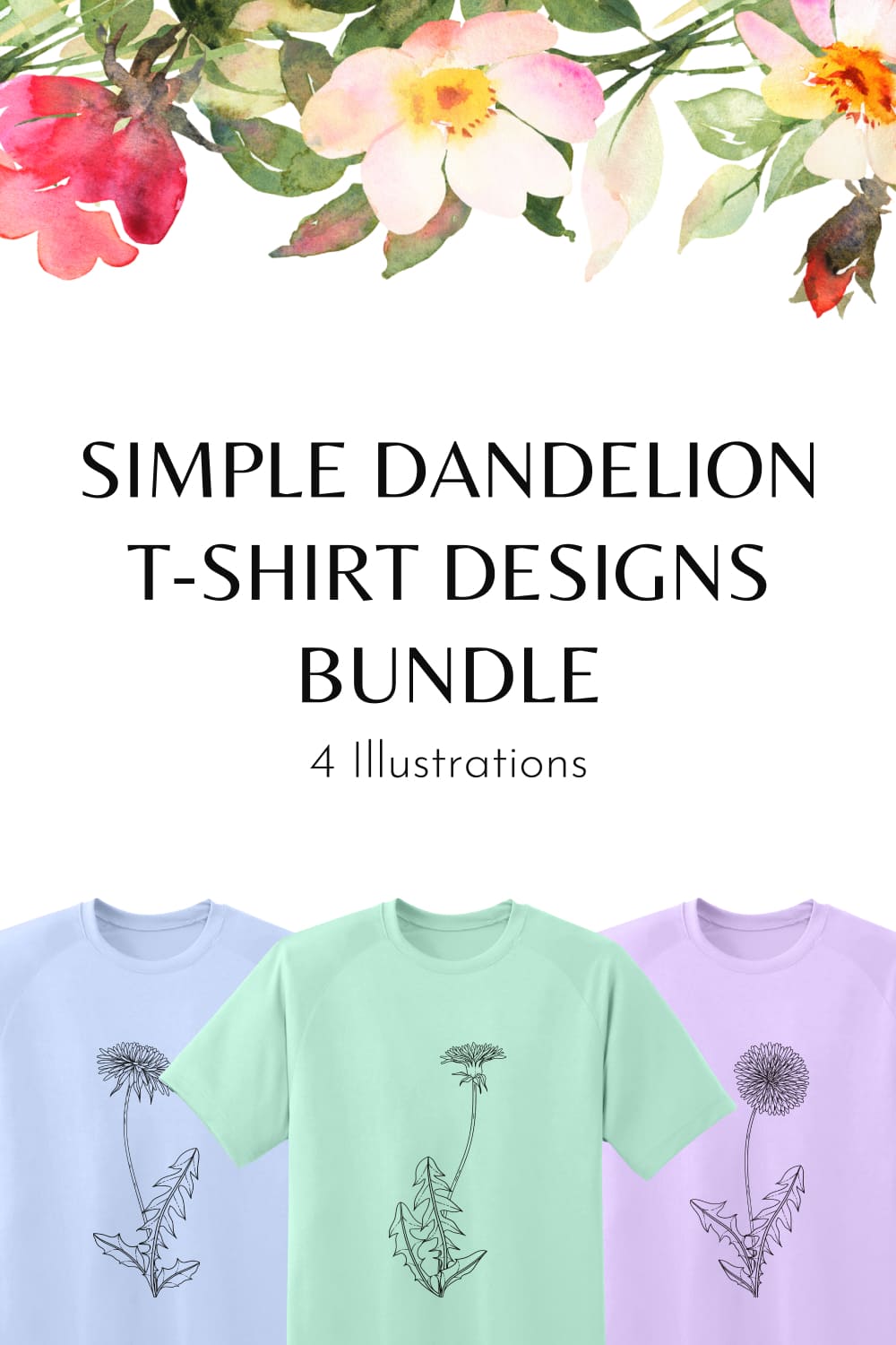 Simple Dandelion T-shirt Designs Bundle - Pinterest.