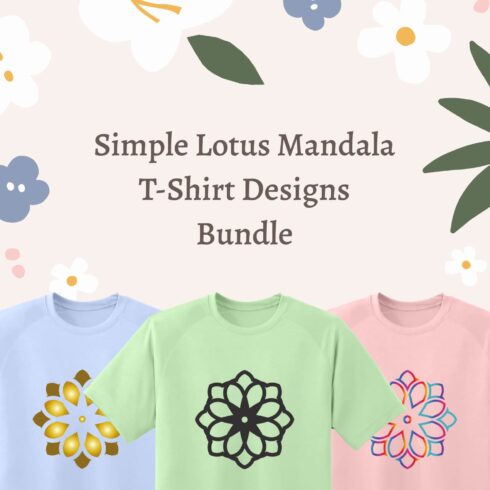 Simple Lotus Mandala T-shirt Designs Bundle.