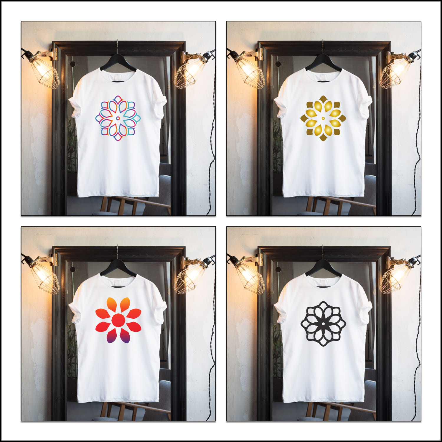Simple Lotus Mandala T-shirt Designs Bundle cover.