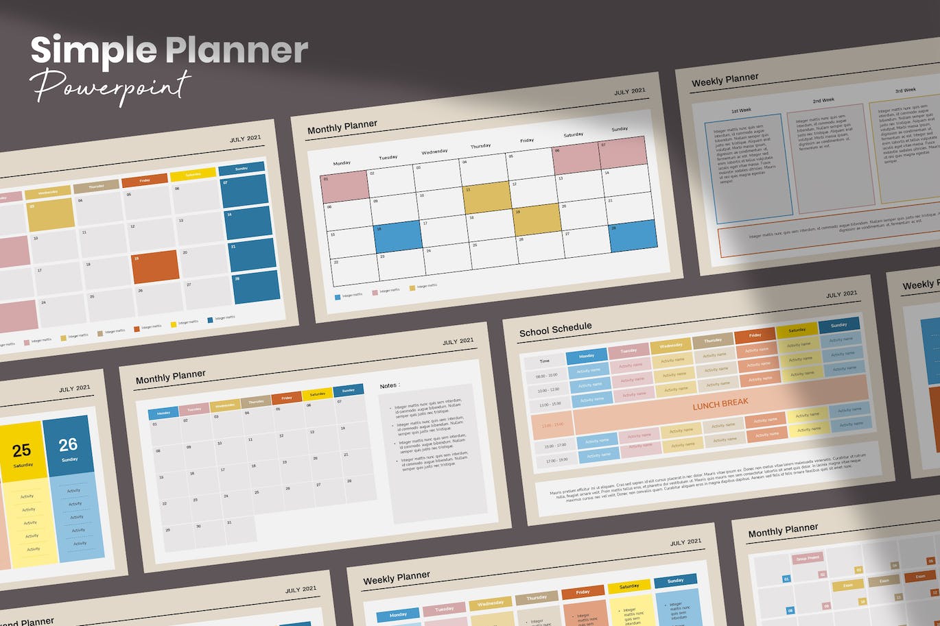 Cover with images of adorable planner presentation template slides.