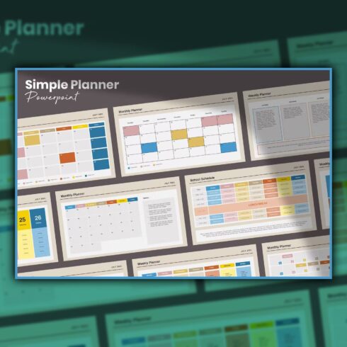 Image collection of elegant planner presentation template slides.