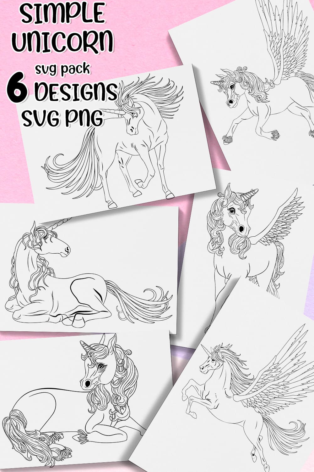 Simple Unicorn SVG - pinterest image preview.