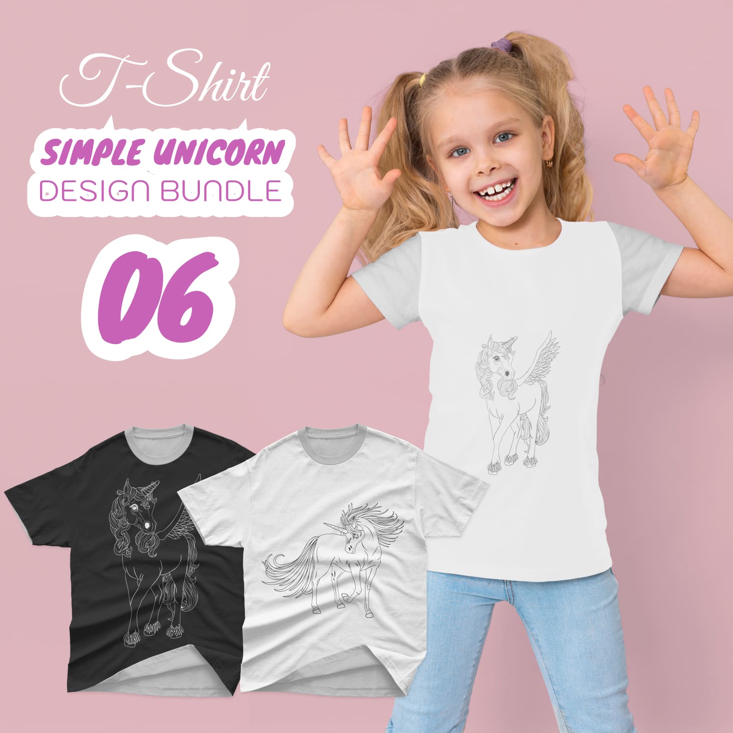 Simple Unicorn T-shirt Designs Bundle.