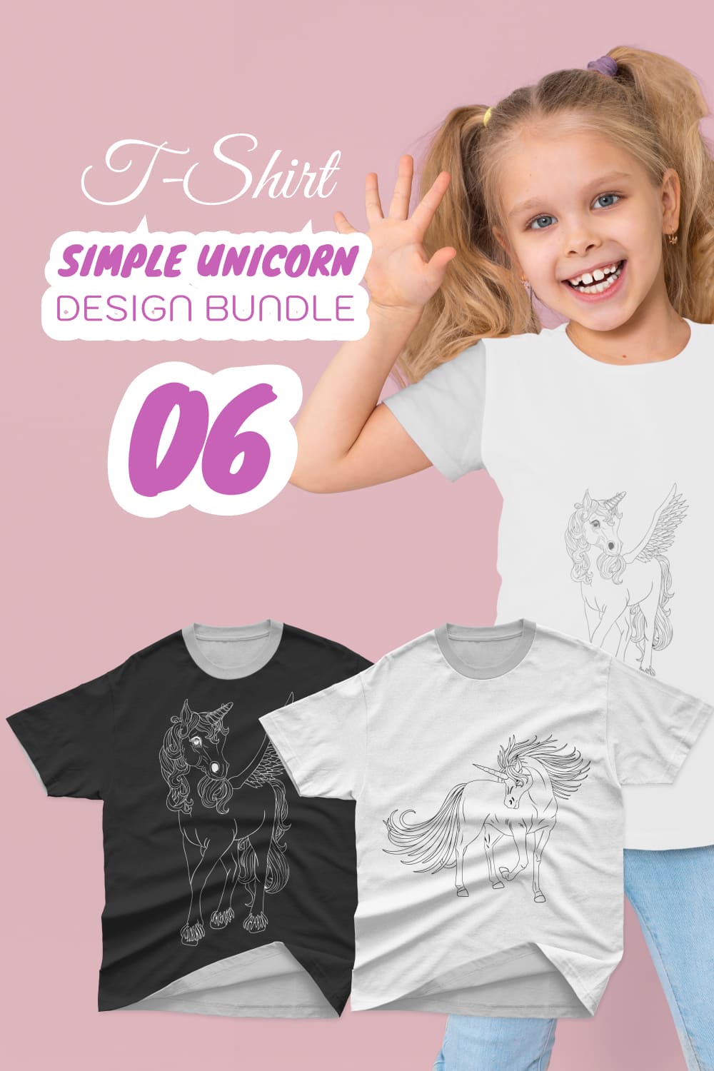 Simple Unicorn T-shirt Designs Bundle - Pinterest.