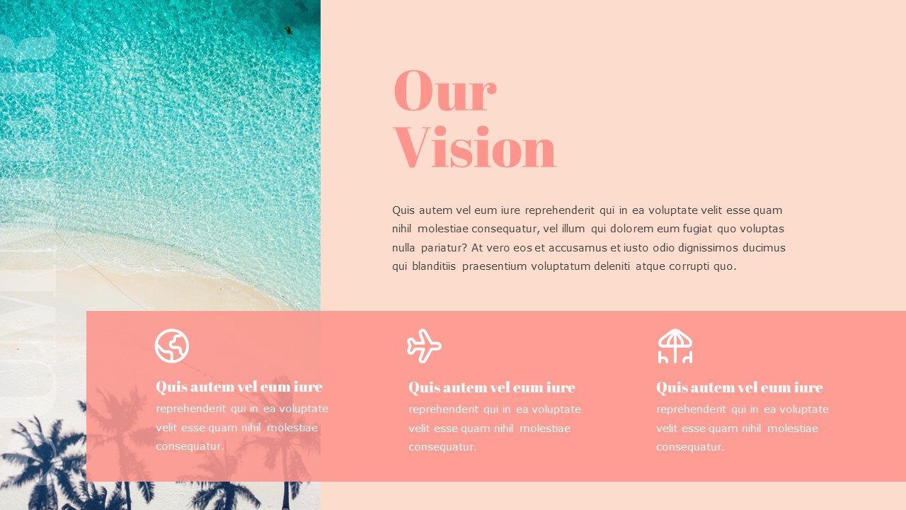 An image of a seaside and pink lettering "Our vision" on a pink background.