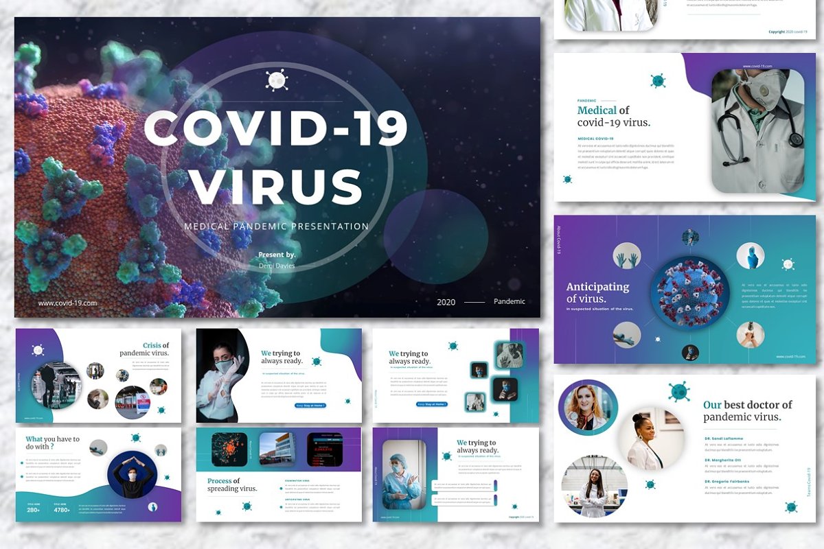 Cover image of Covid-19 Virus Medical Google Slide.
