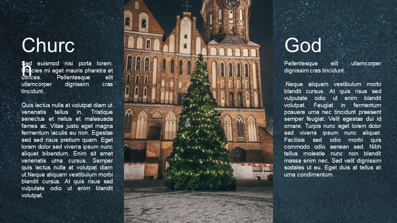 Irresistible images of churches and Christmas tree.