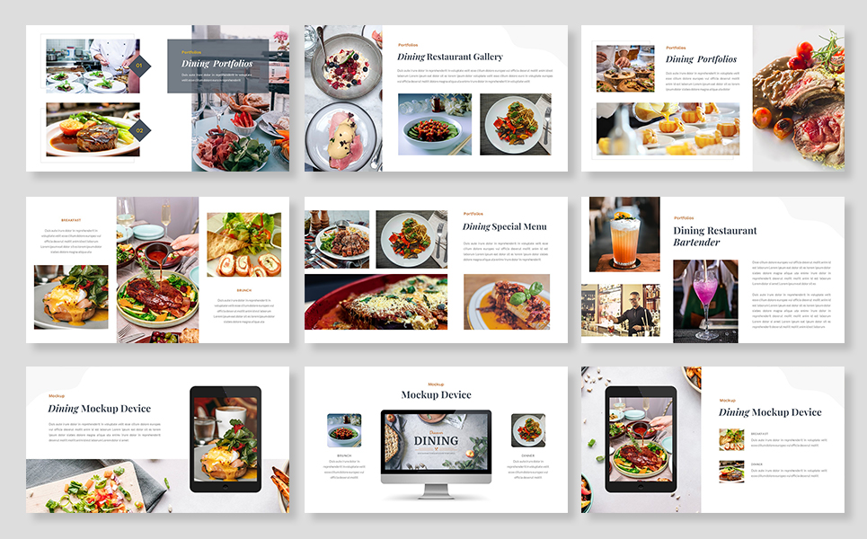 Dining Presentation Google Slides Template preview image.
