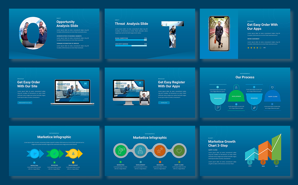 Marketing Blue Keynote Template preview image.