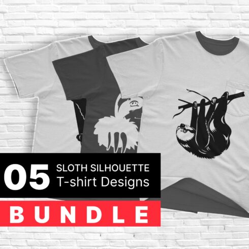 A selection of T-shirts with a gorgeous sloth silhouette print.
