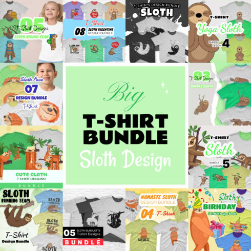 Sloth T-shirt Design Templates Bundle.