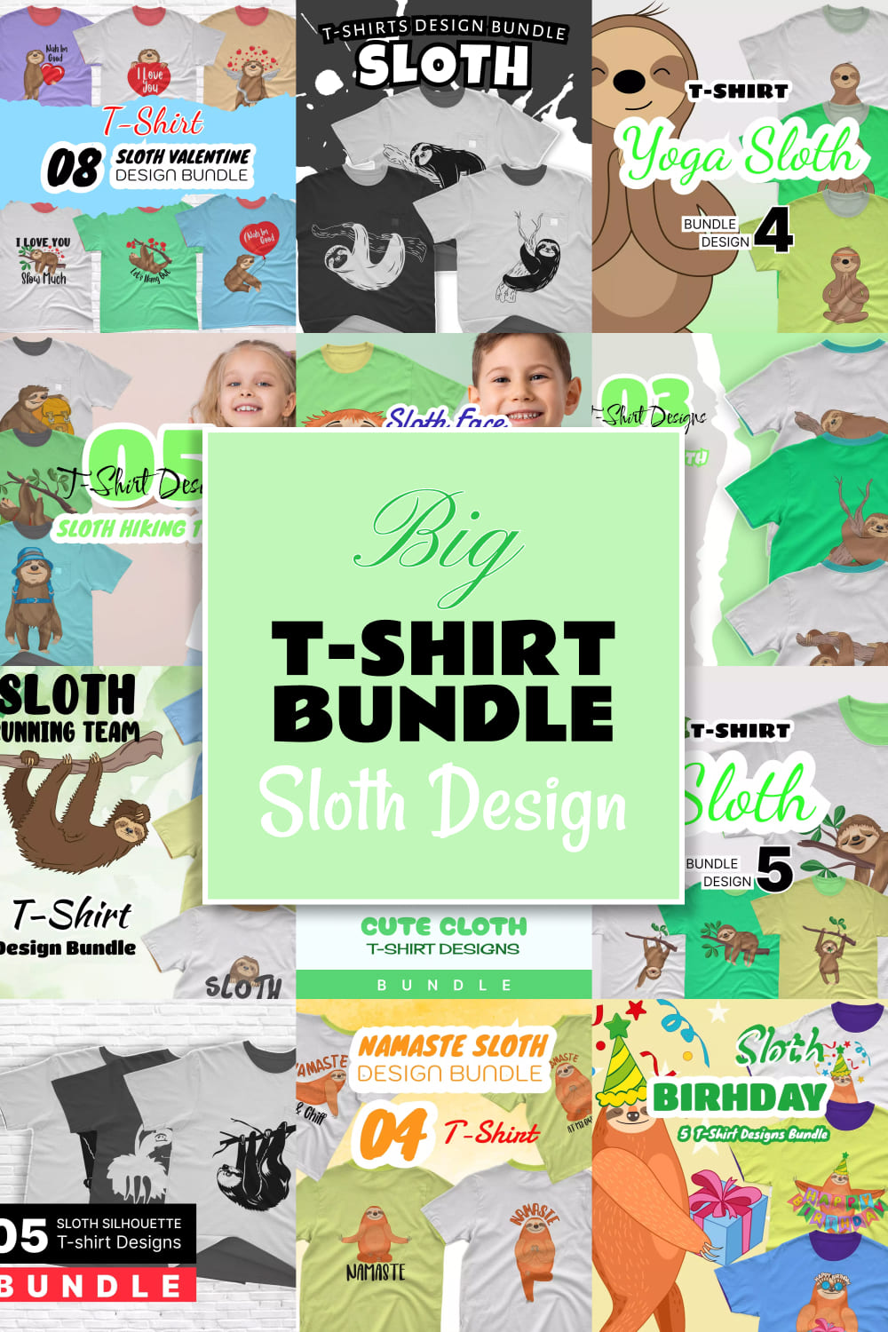 Sloth T-shirt Design Templates Bundle - Pinterest.