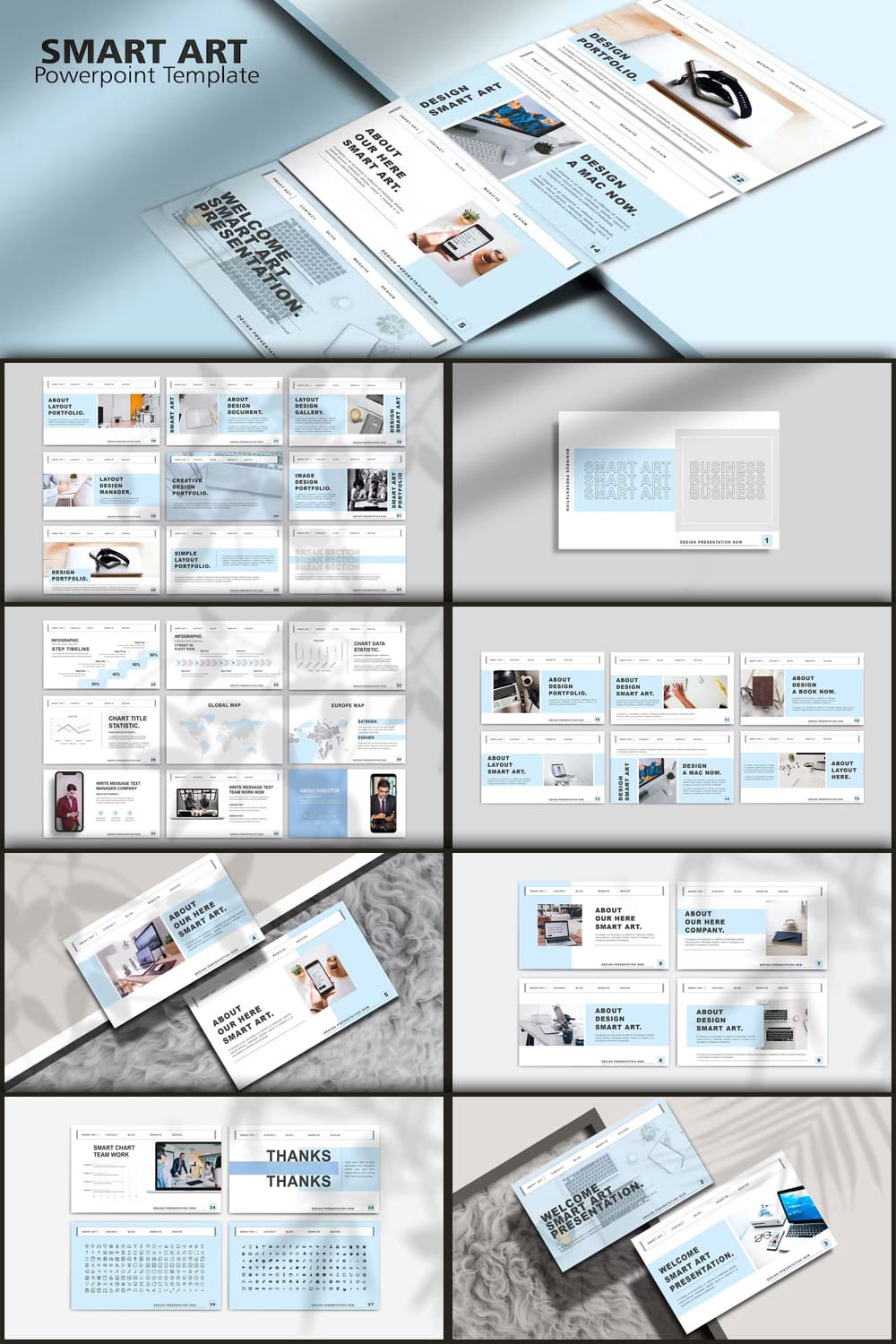 A selection of images of irresistible business presentation template slides.