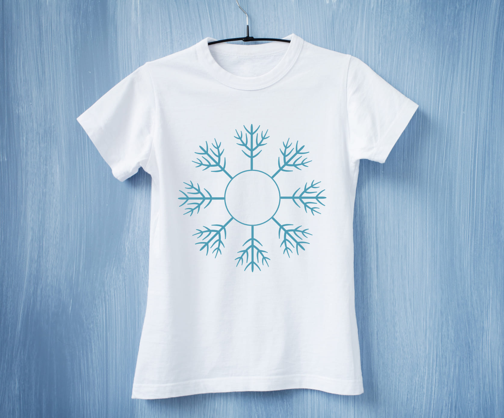Minimalistic blue snowflake ornament.