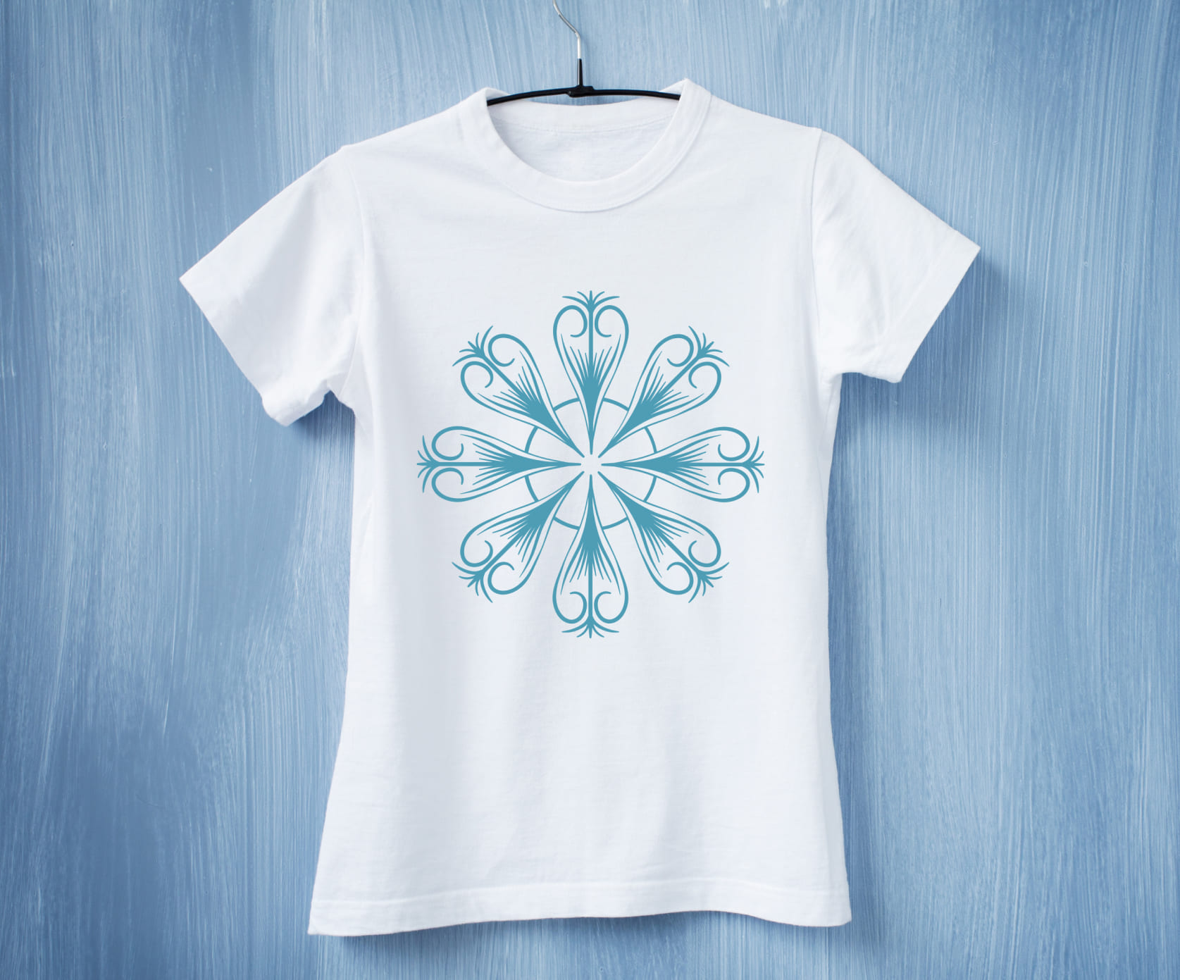 Blossom blue snowflake for t-shirt.