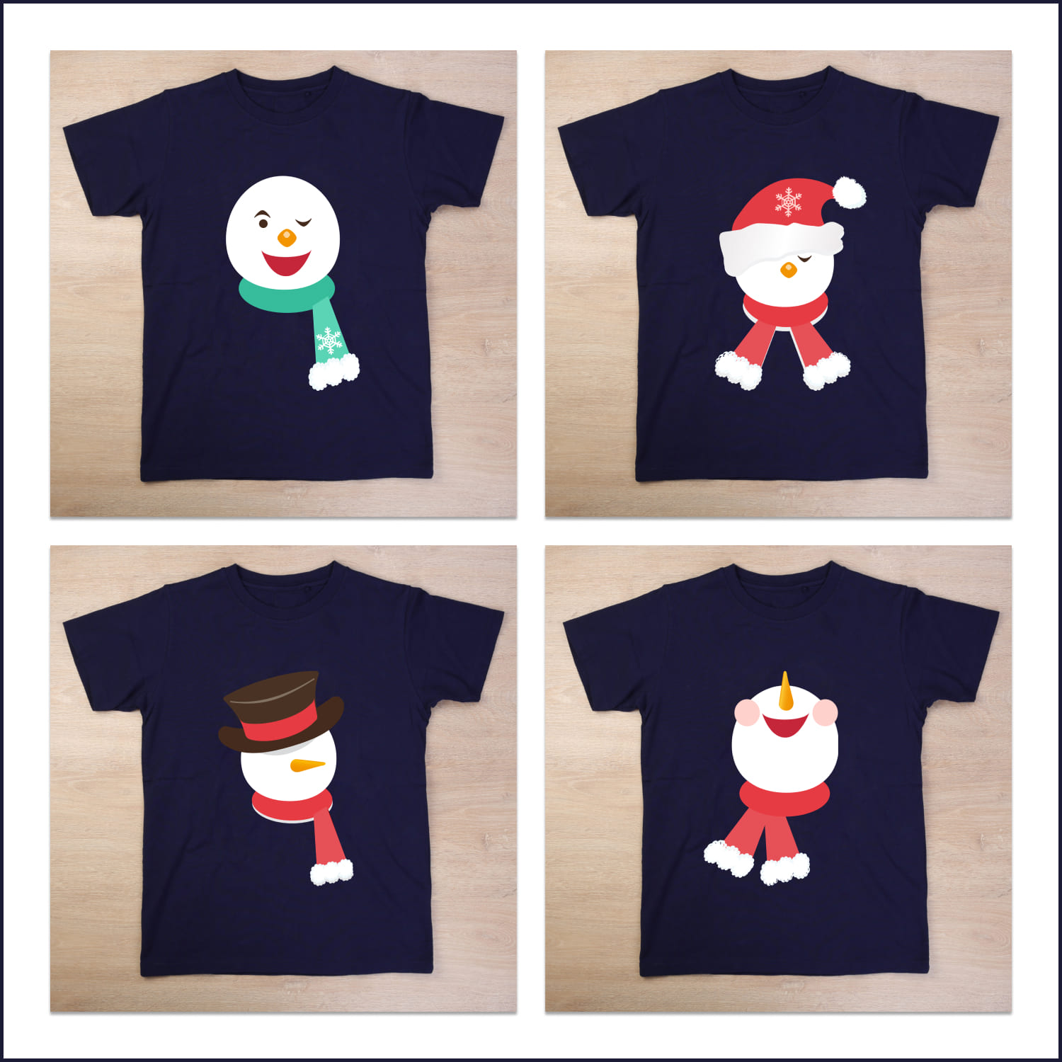 Snowman Face SVG T-shirt Designs cover.