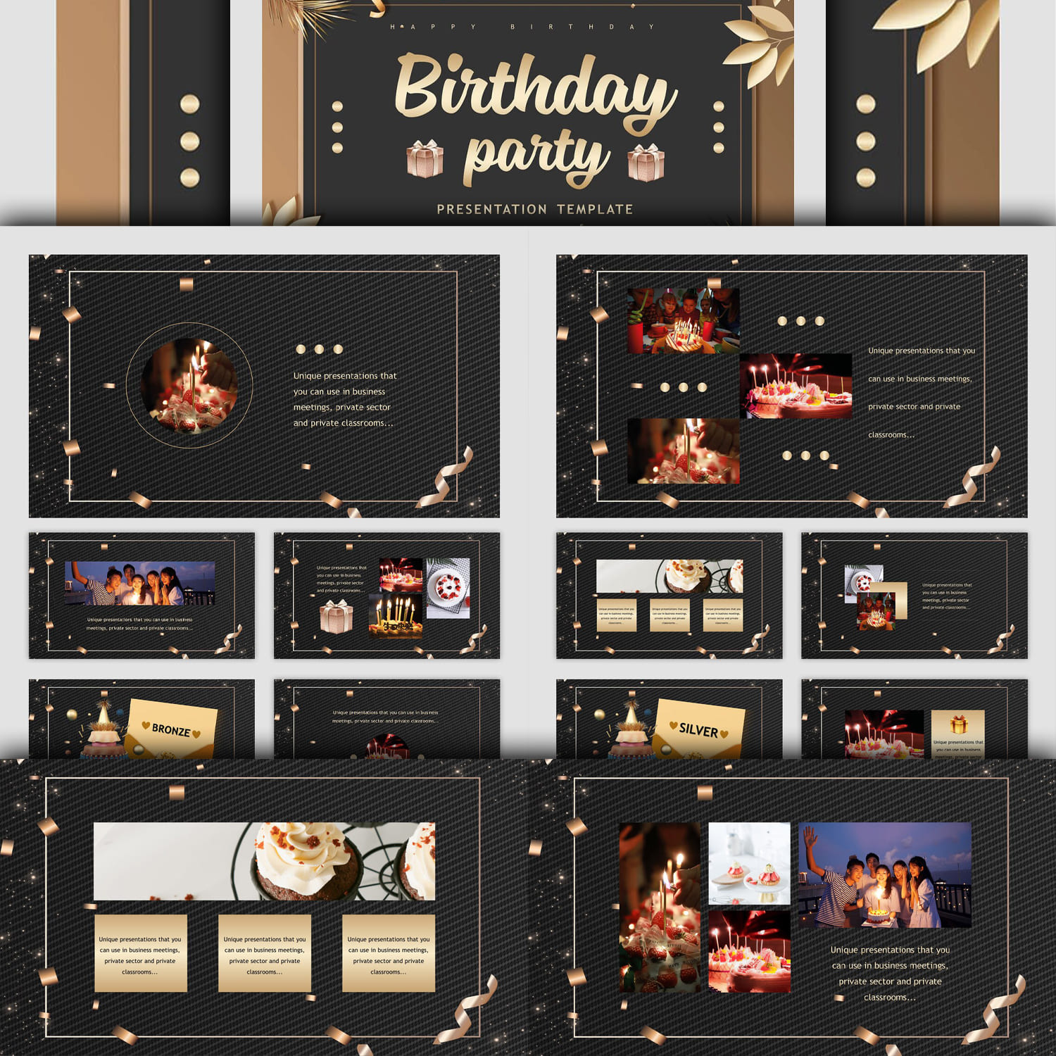 Birthday Party Events Powerpoint Template Cover.