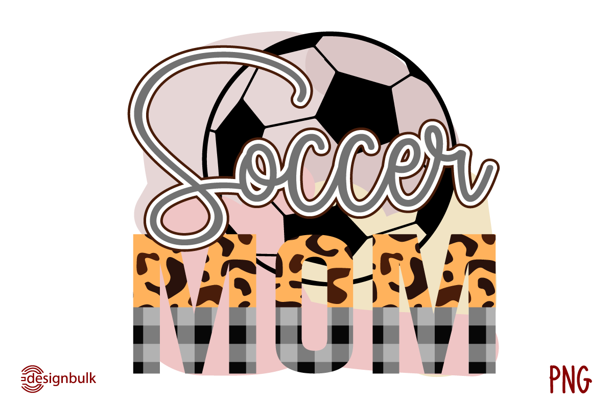 Irresistible soccer ball image and "Mom" lettering.