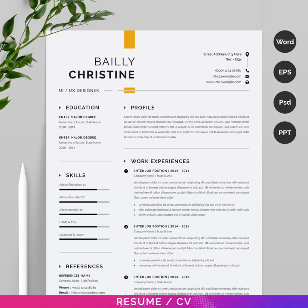 Simple Resume CV Template - MasterBundles