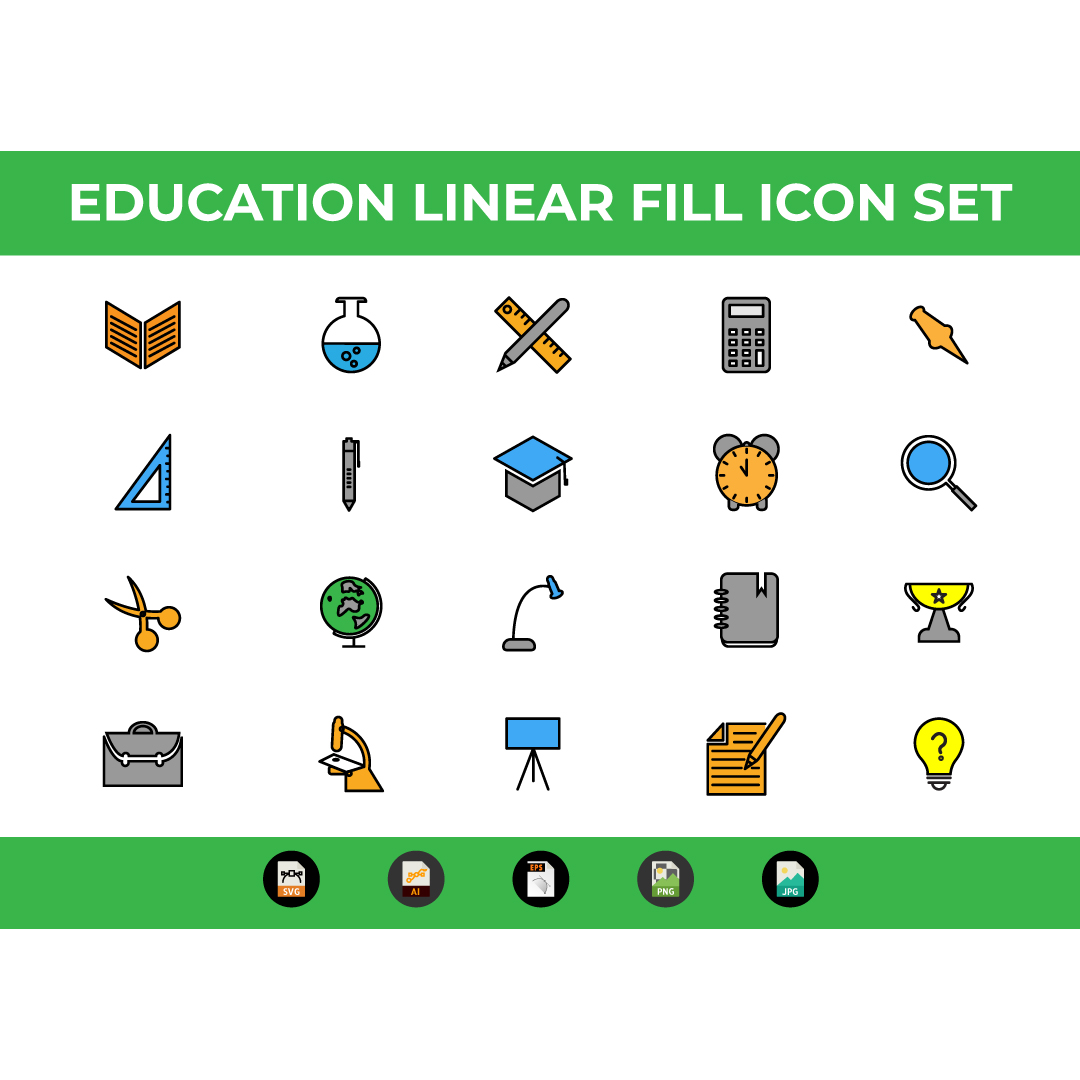 Education Linear Icon Set Vector and SVG MasterBundles