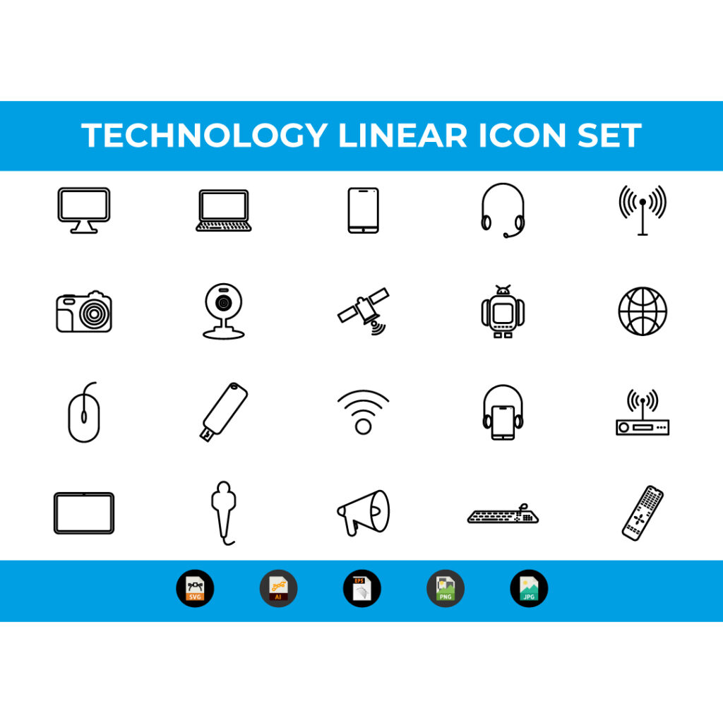 Linear Technology and Multimedia icons Vector and SVG - MasterBundles