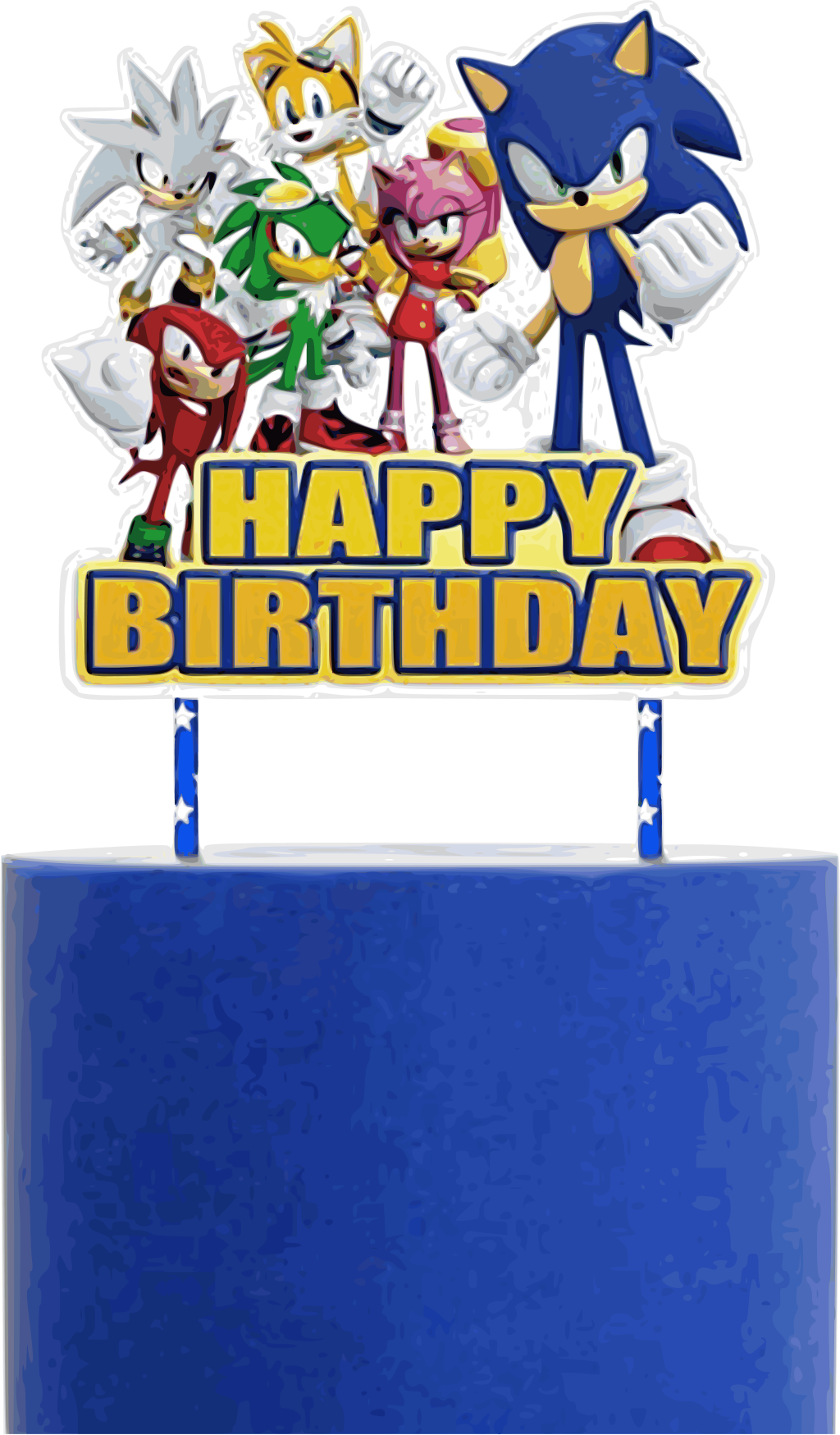 Cartoon image of sonic with the inscription "Happy Birthday".