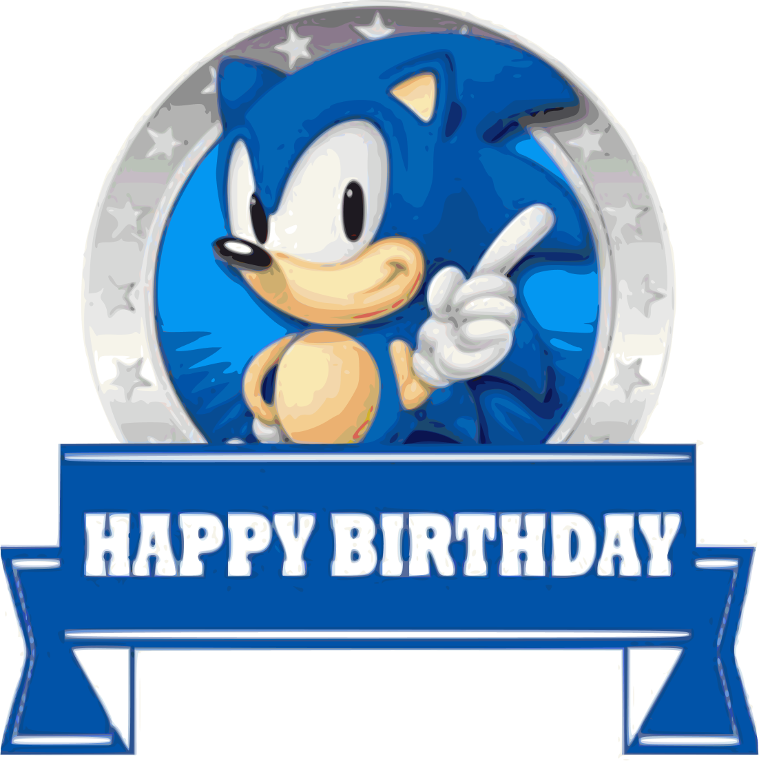 A wonderful image of a sonic with the inscription "Happy Birthday".