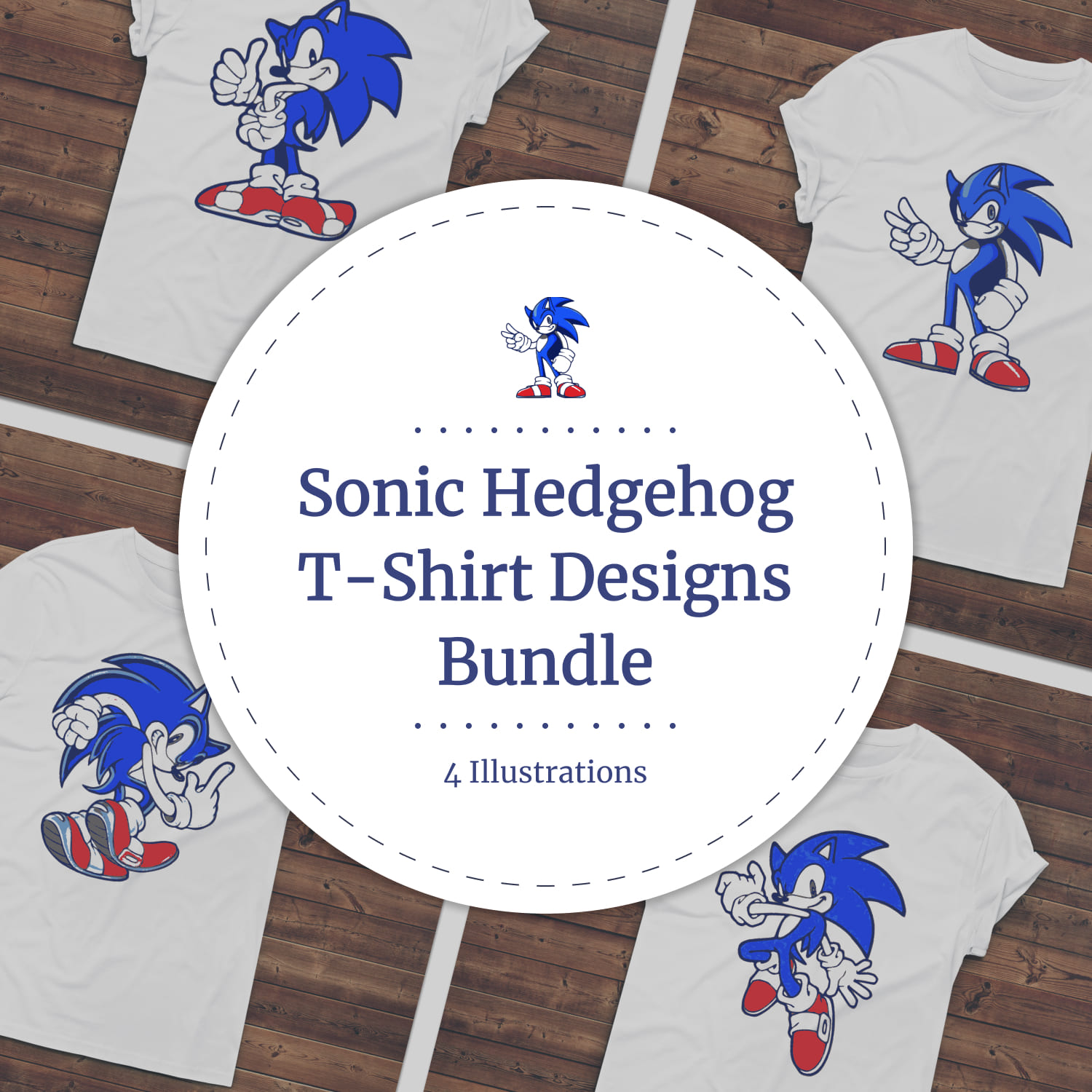 Sonic Hedgehog SVG T-shirt Designs Bundle.