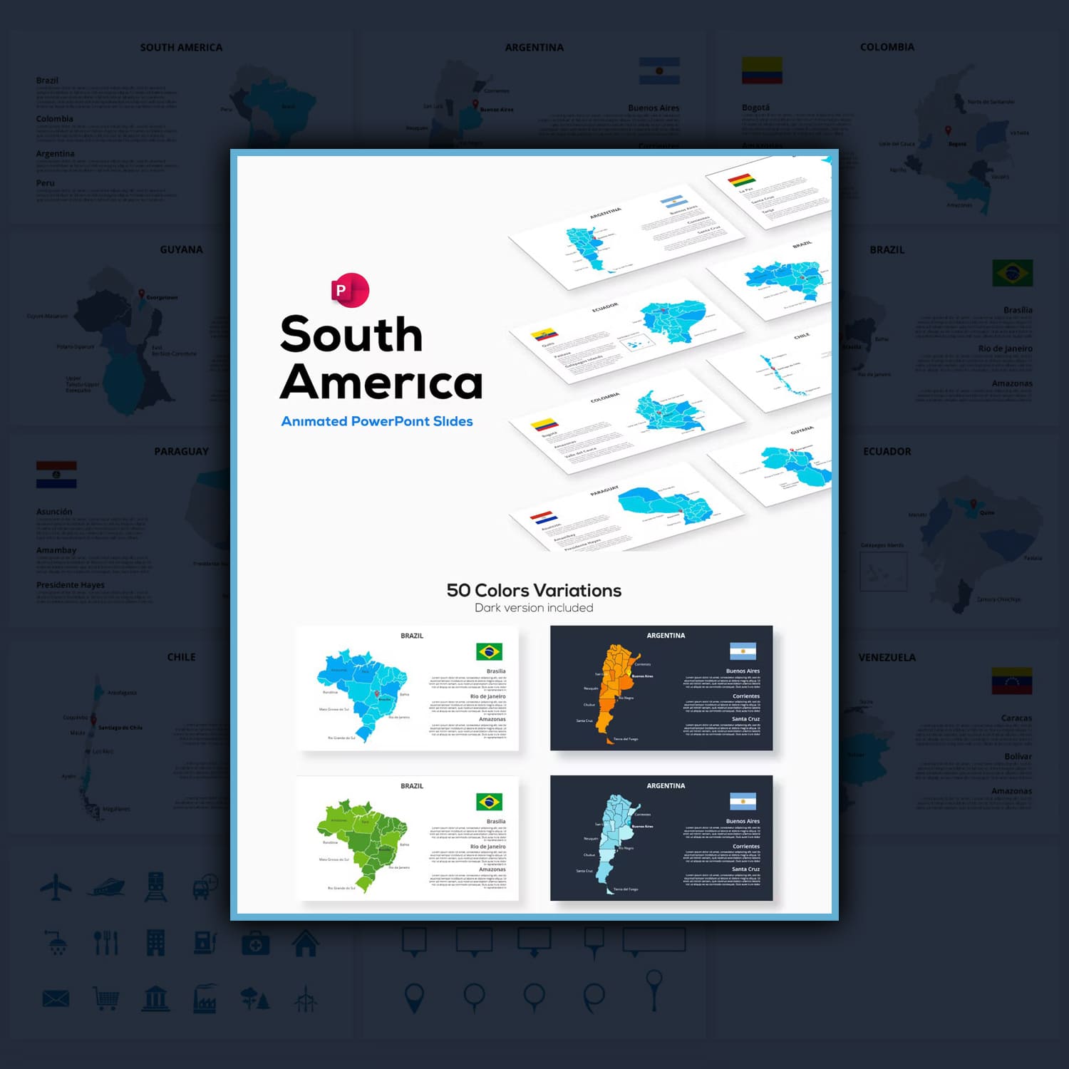 South America Maps PowerPoint Animated Slides Cover.