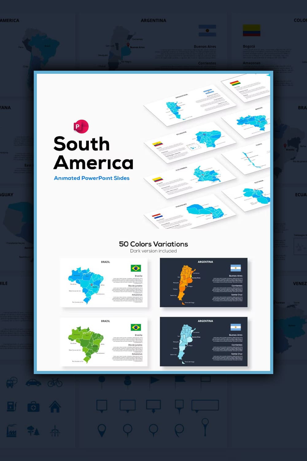 South America Maps PowerPoint Animated Slides - Pinterest.