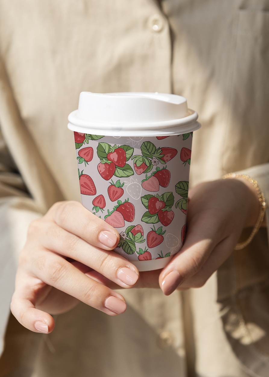 Strawberry Illustrations cup of coffe example.
