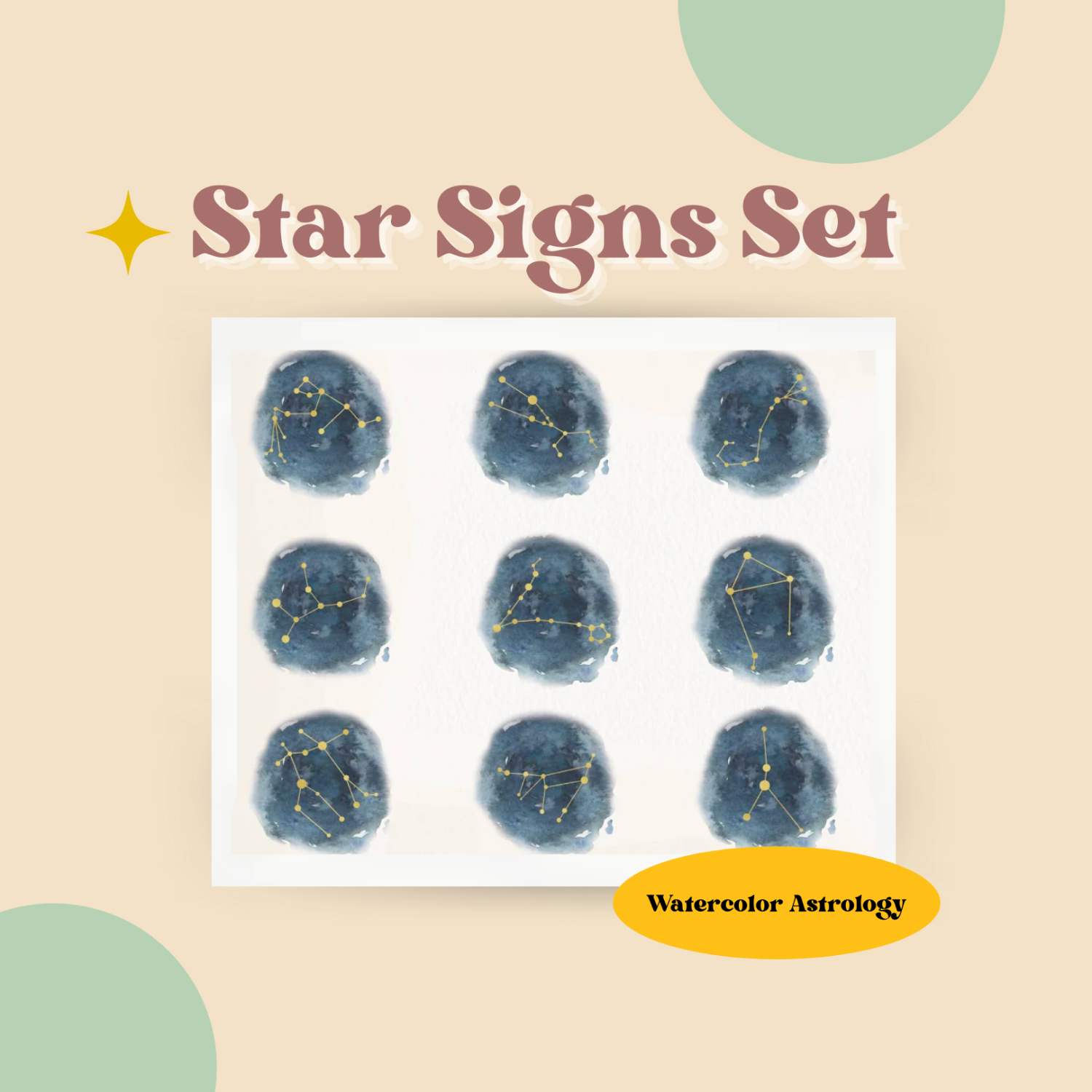 Star Signs Set Watercolor Astrology.